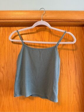 American Eagle Outfitters Ribbed Spaghetti Strap Cami - Sage Green